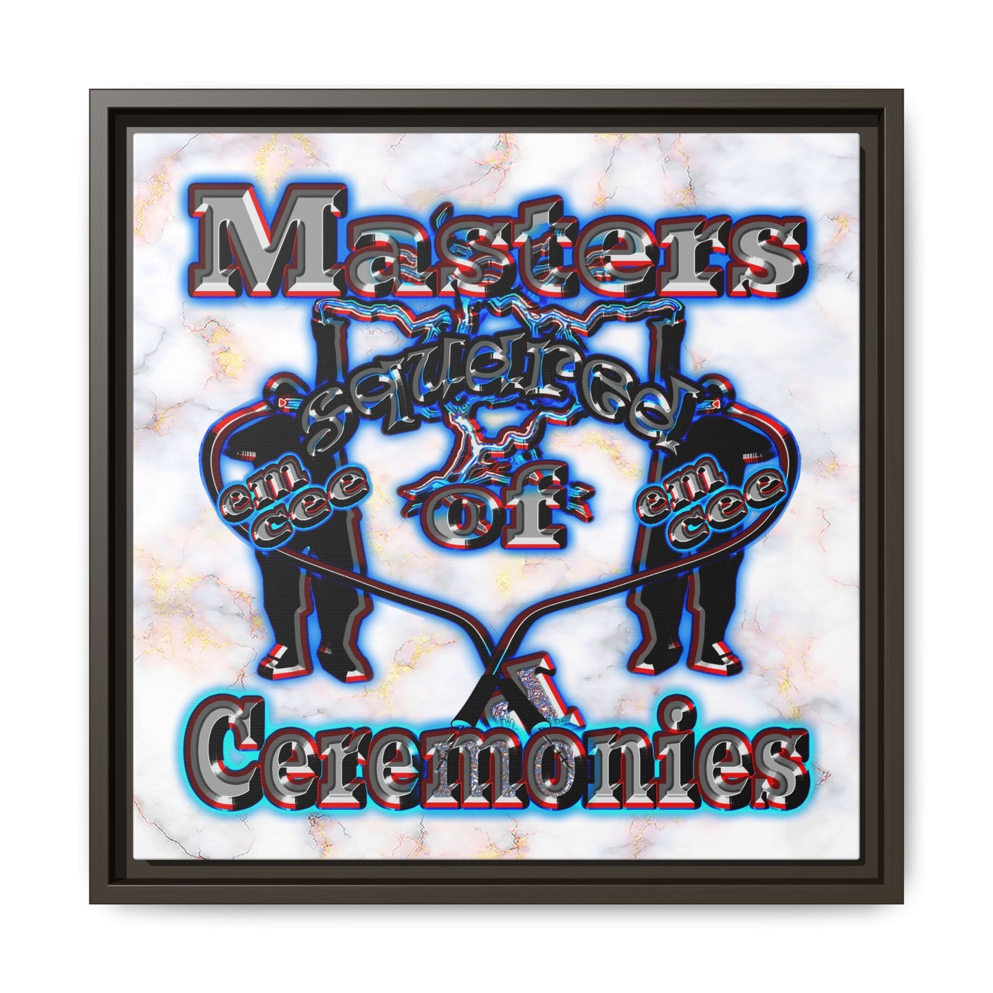 em cee squared - framed canvas art (white marble)