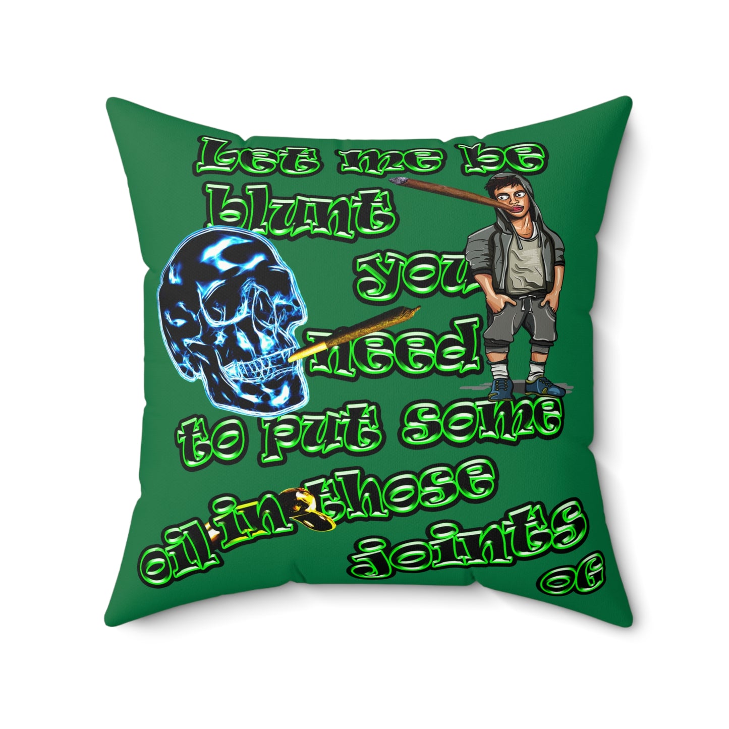 og - Faux Suede Square Pillow - (dark green)