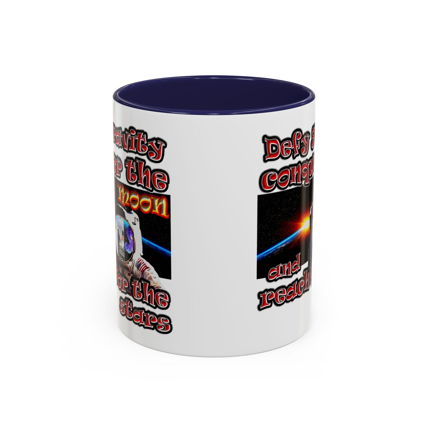 defy conquer reach - Accent Mug (white)