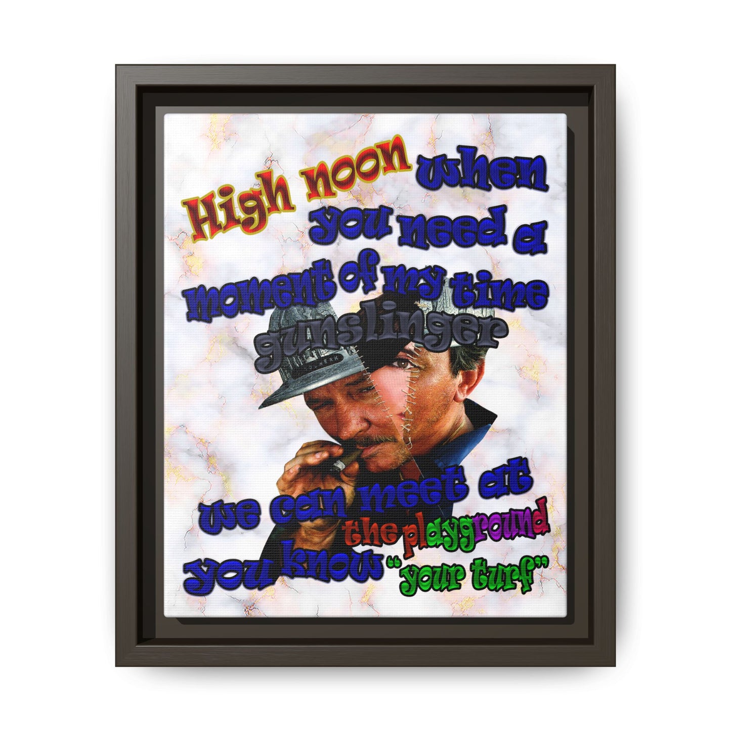 high noon - framed canvas art (white marble)