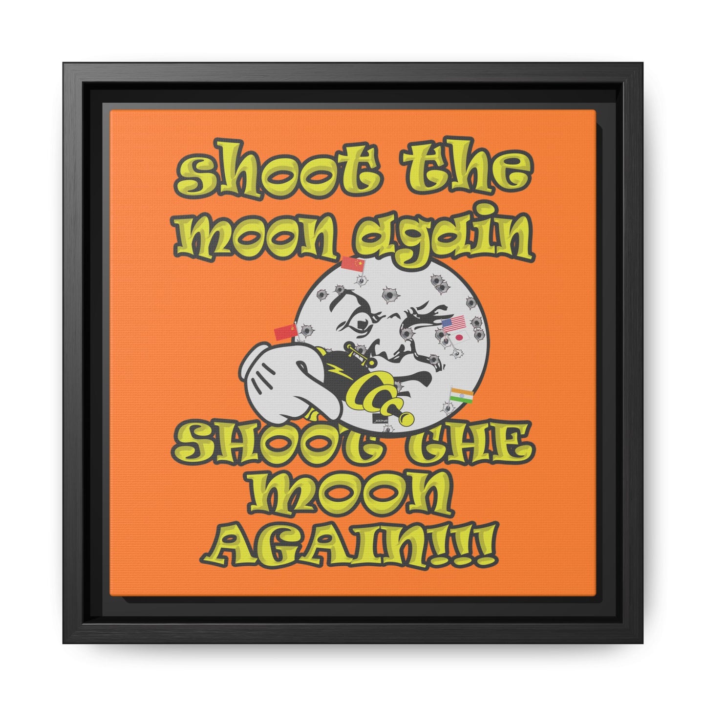 shoot the moon again - framed canvas art (crusta)