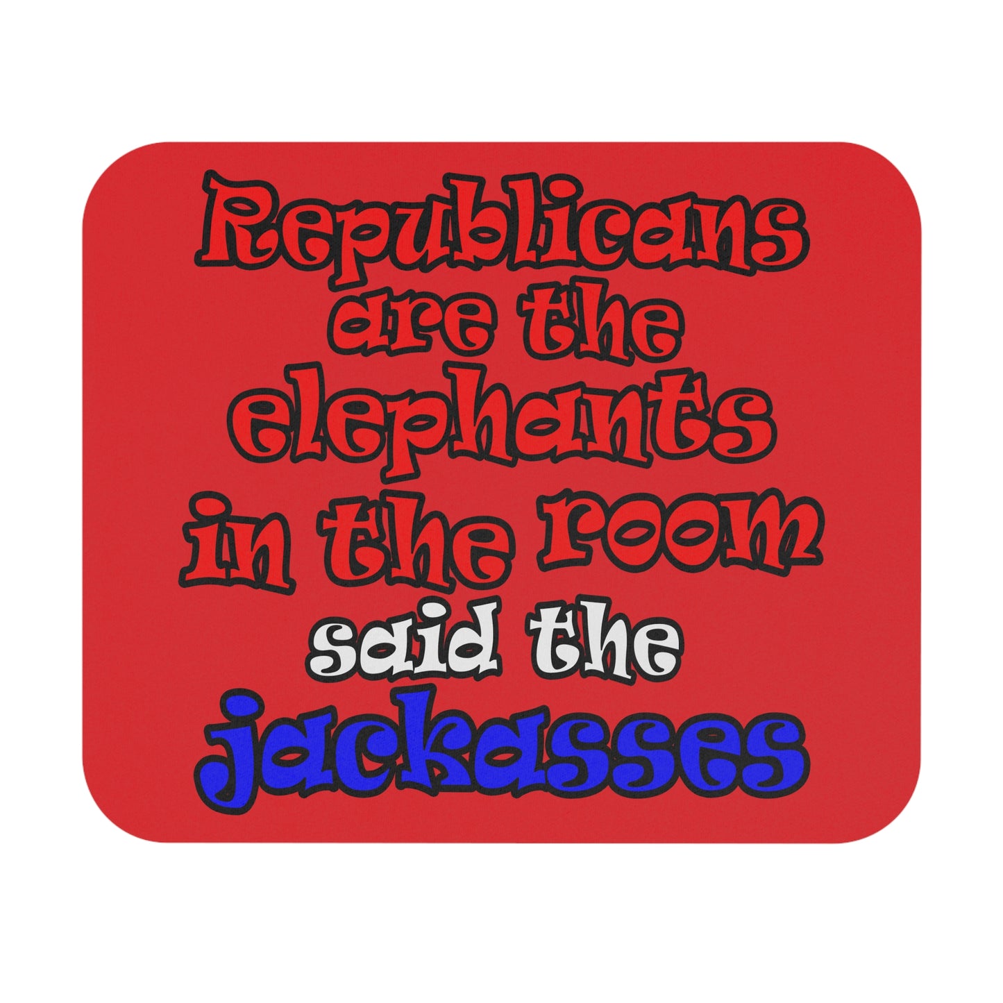 donkeys and elephants - Mouse Pad (Rectangle) (red)