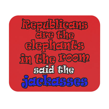 donkeys and elephants - Mouse Pad (Rectangle) (red)
