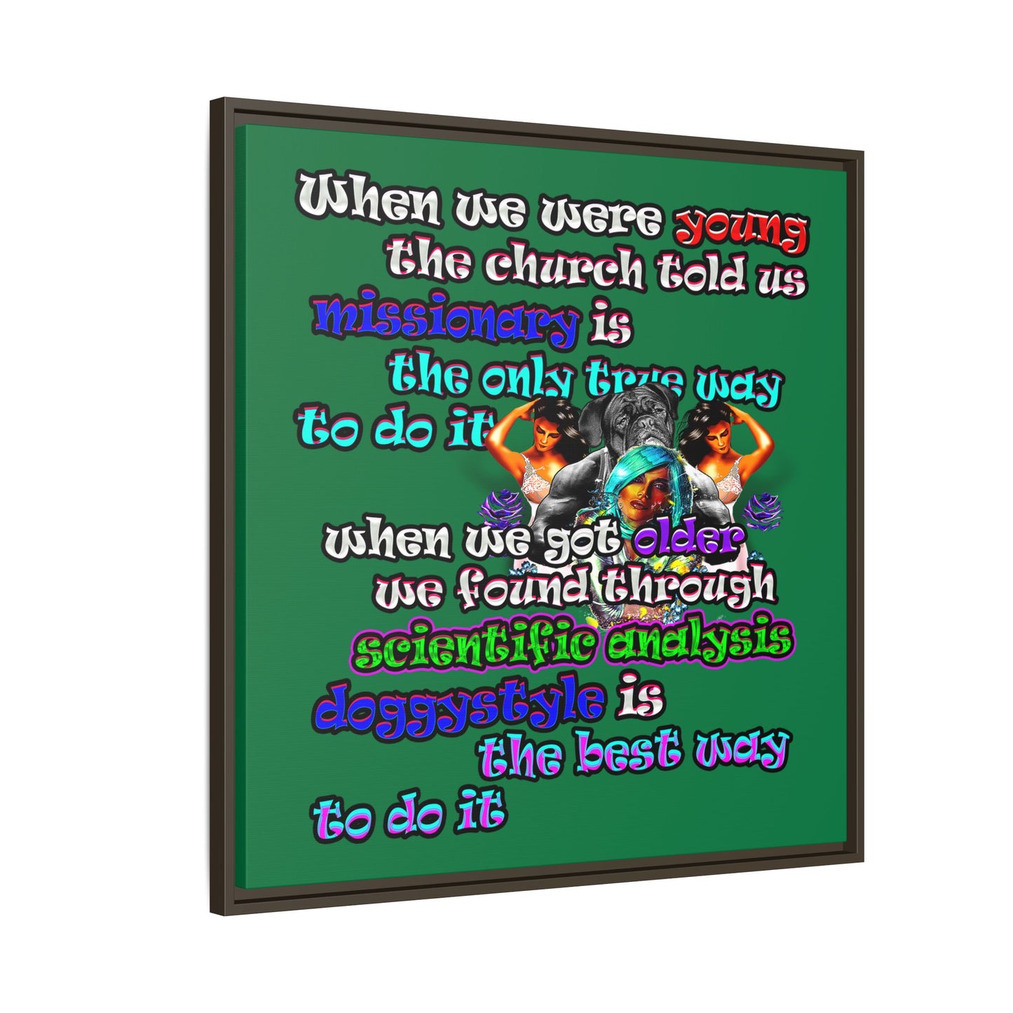 doggystyle - framed canvas art (dark green)