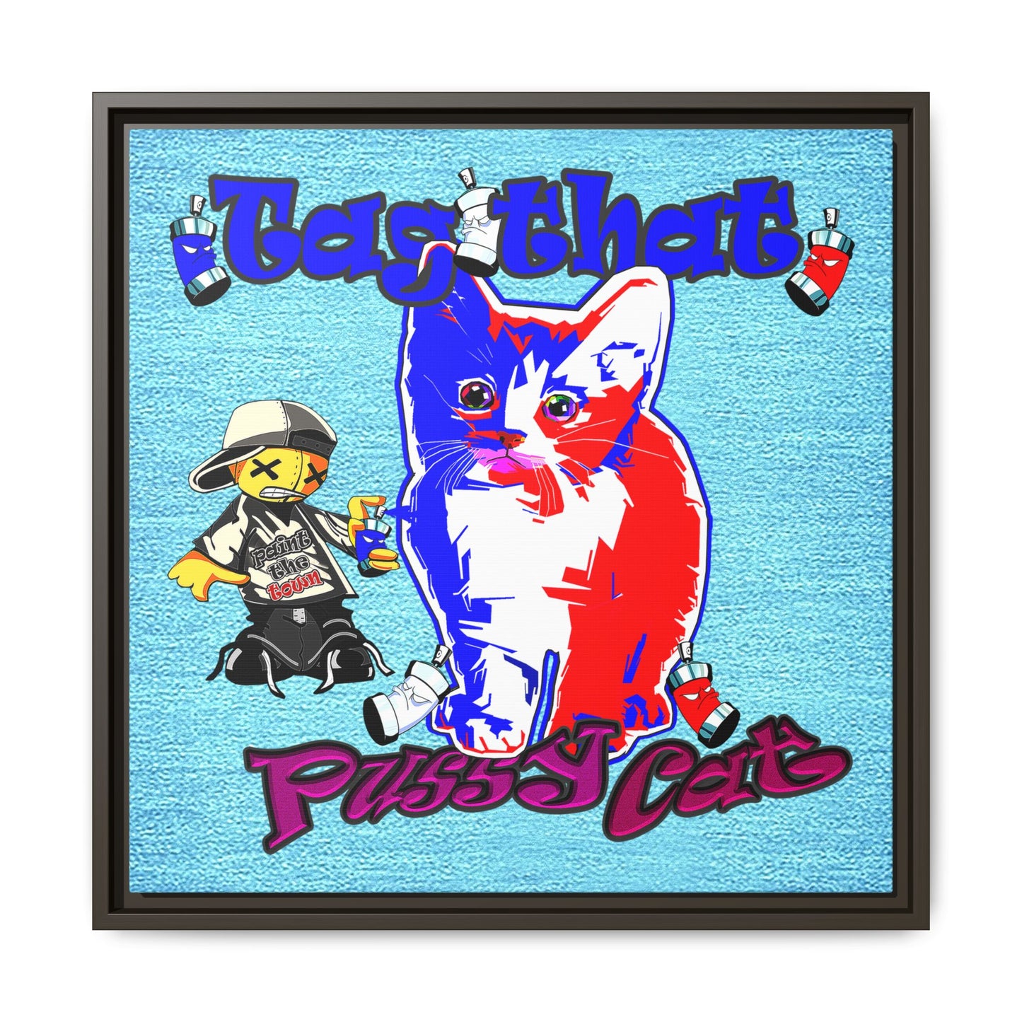 tag that - framed canvas art (faded blue)