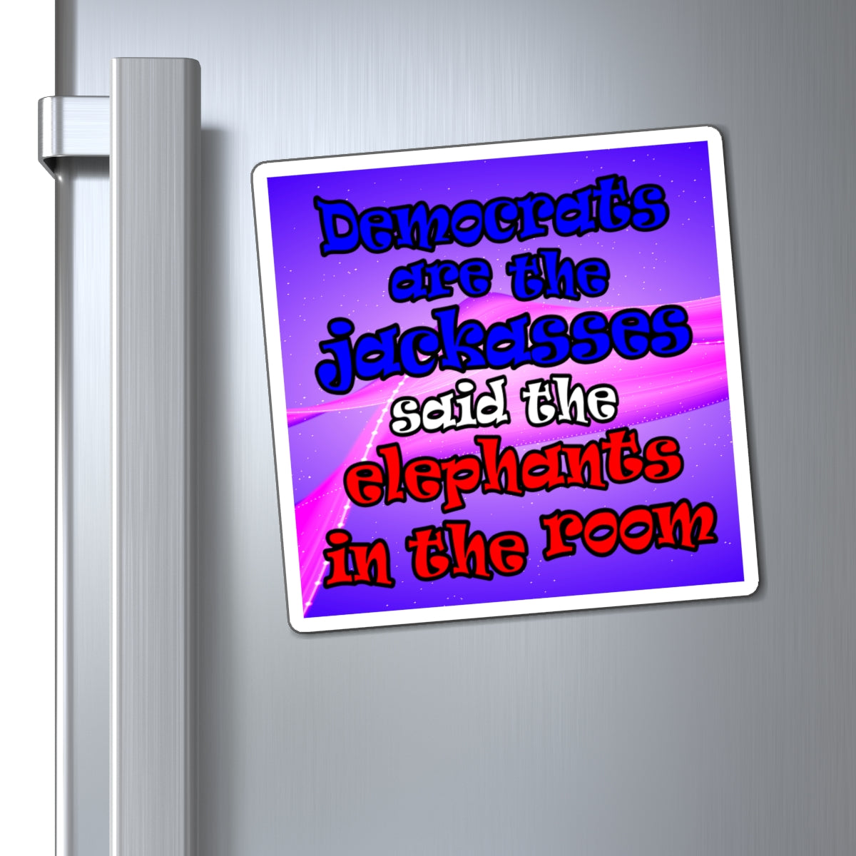 donkeys and elephants - Magnets - (purple-pink wave)