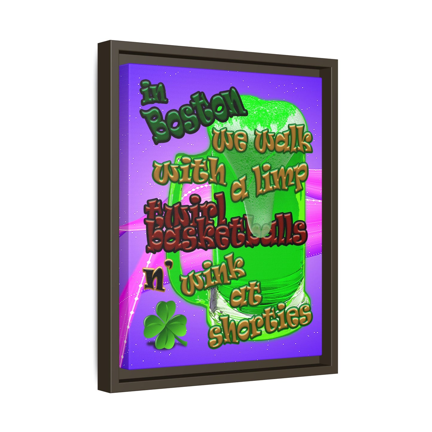 celtics logo - framed canvas art (purple-pink wave)