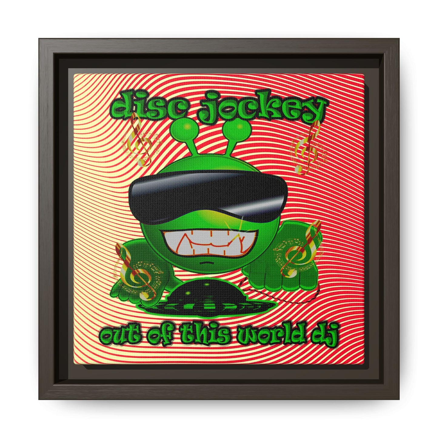 disc jockey - framed canvas art (yellow-orange wave)