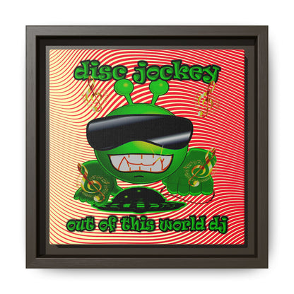disc jockey - framed canvas art (yellow-orange wave)