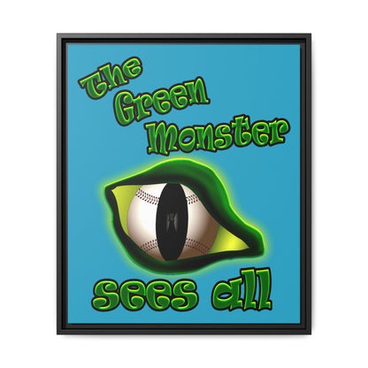 green monster - framed canvas art (turquoise)