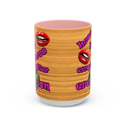 hoes b4 bros - Accent Mug (butterscotch wood finish)