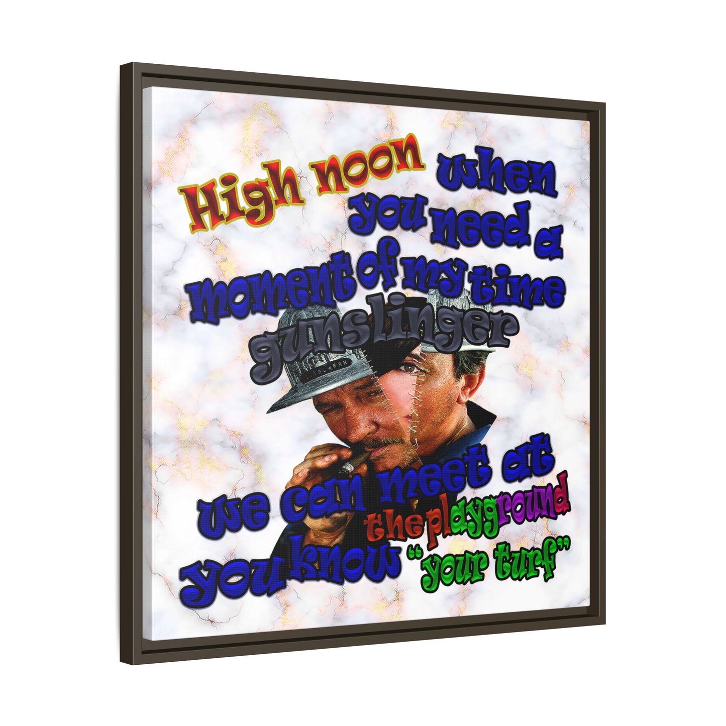 high noon - framed canvas art (white marble)