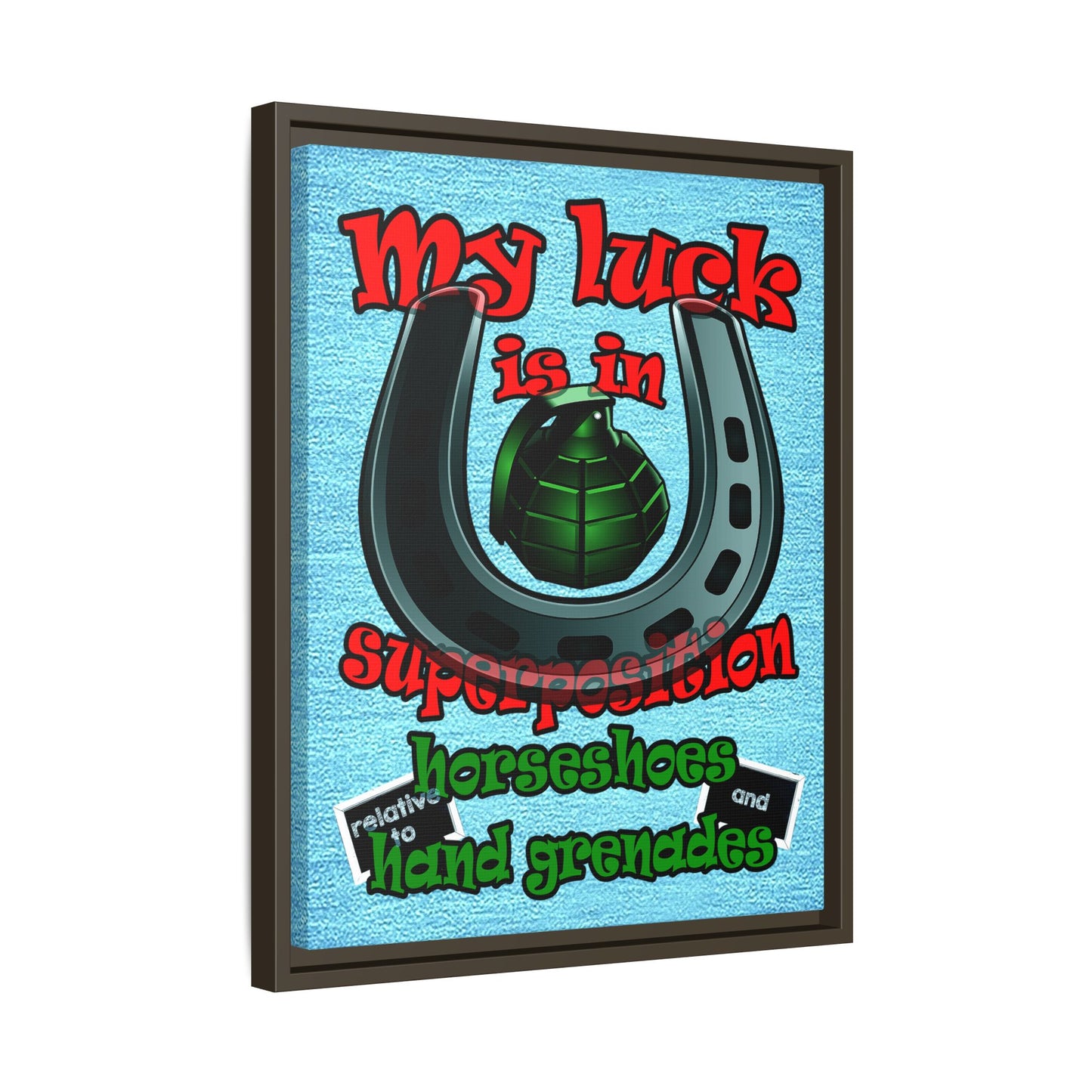 my luck - framed canvas art (faded blue)