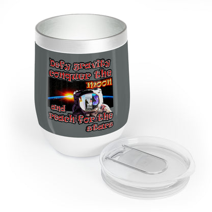 defy conquer reach - Chill Wine Tumbler (dark grey)