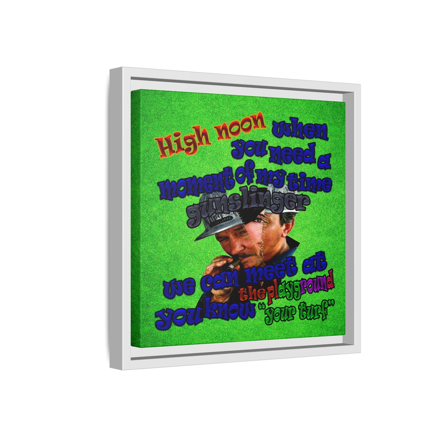 high noon - framed canvas art (green turf)