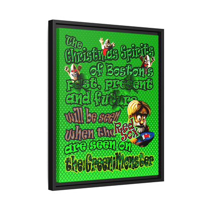 christmas spirits of boston - framed canvas art (logo green)