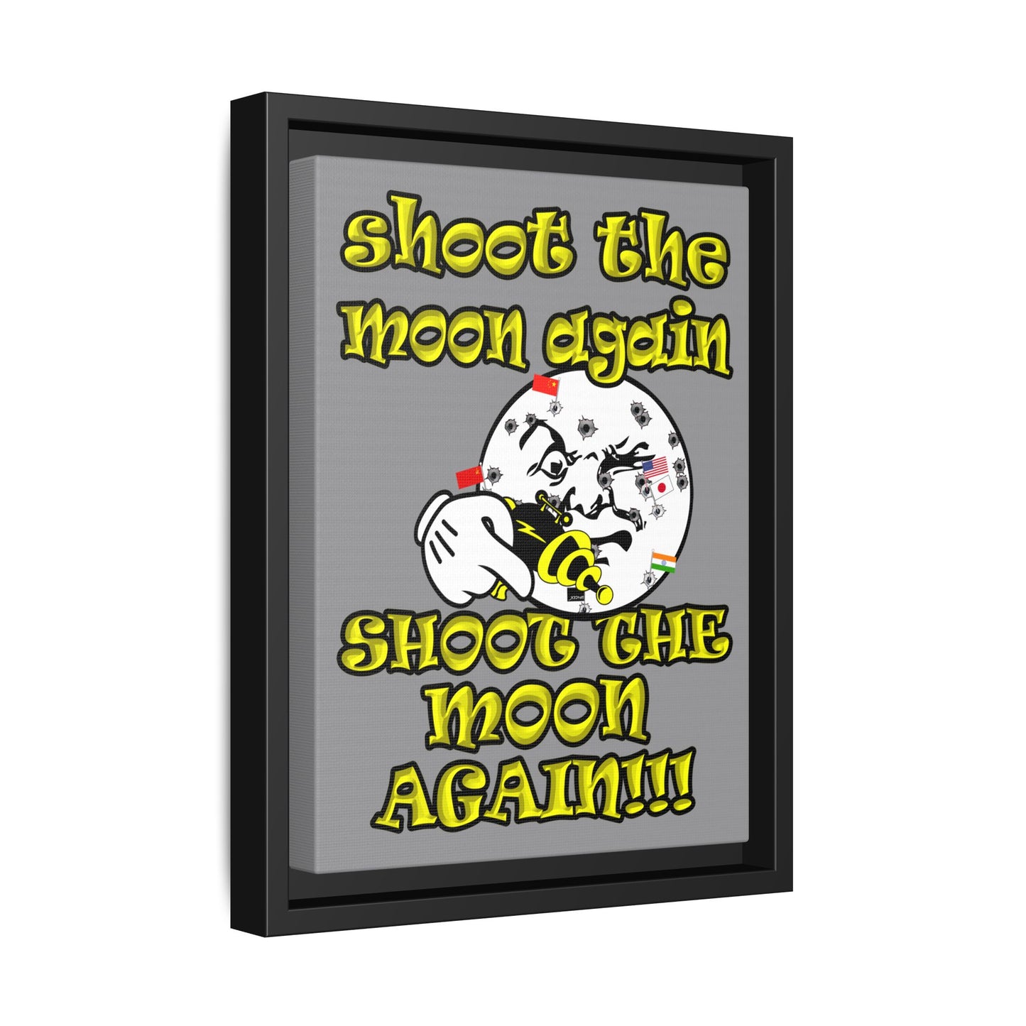 shoot the moon again - framed canvas art (grey)