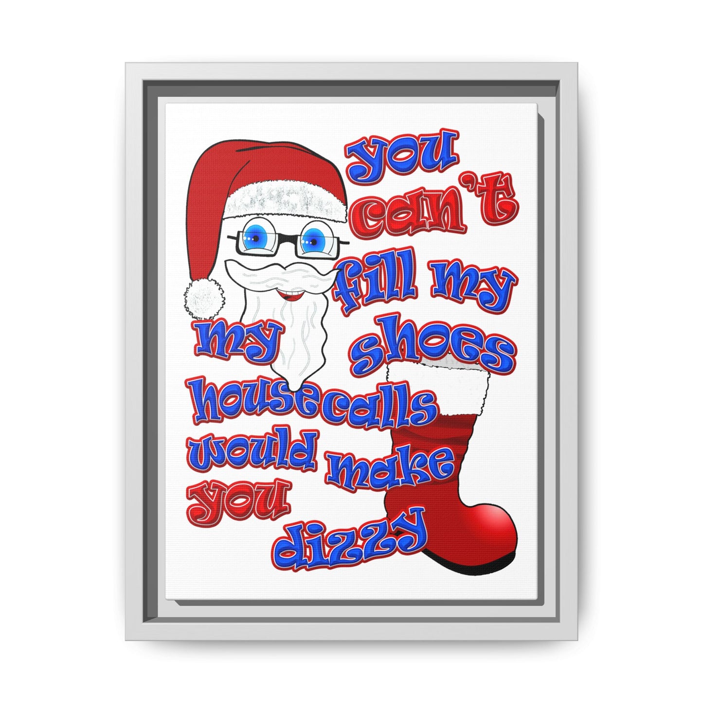 santa's shoes - framed canvas art (white)