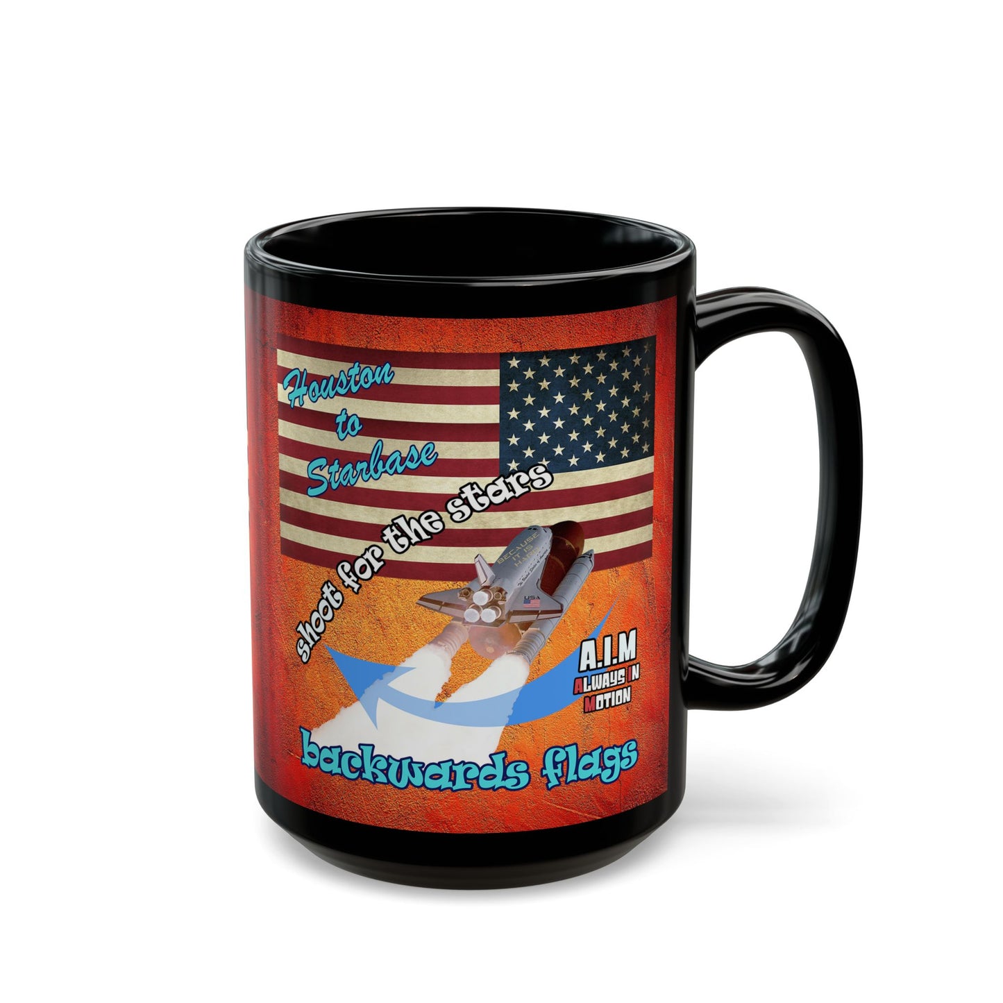 shoot for the stars - Black Mug (burnt orange)