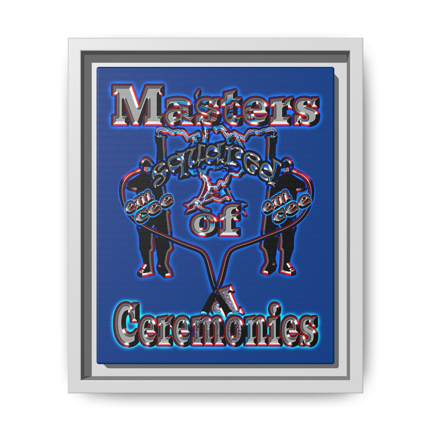 em cee squared - framed canvas art (dark blue)