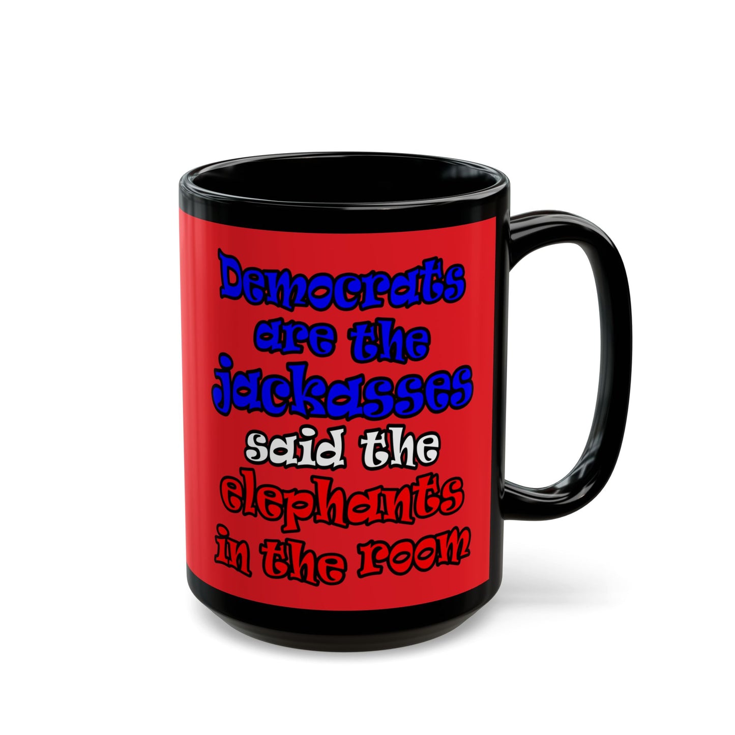 donkeys and elephants - Black Mug (red)