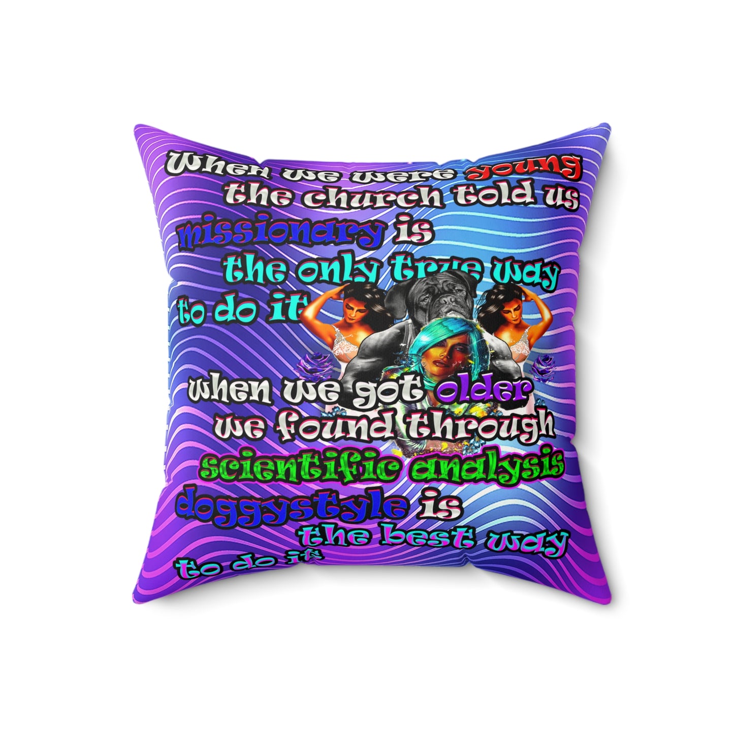 doggystyle - Faux Suede Square Pillow - (purple wave)