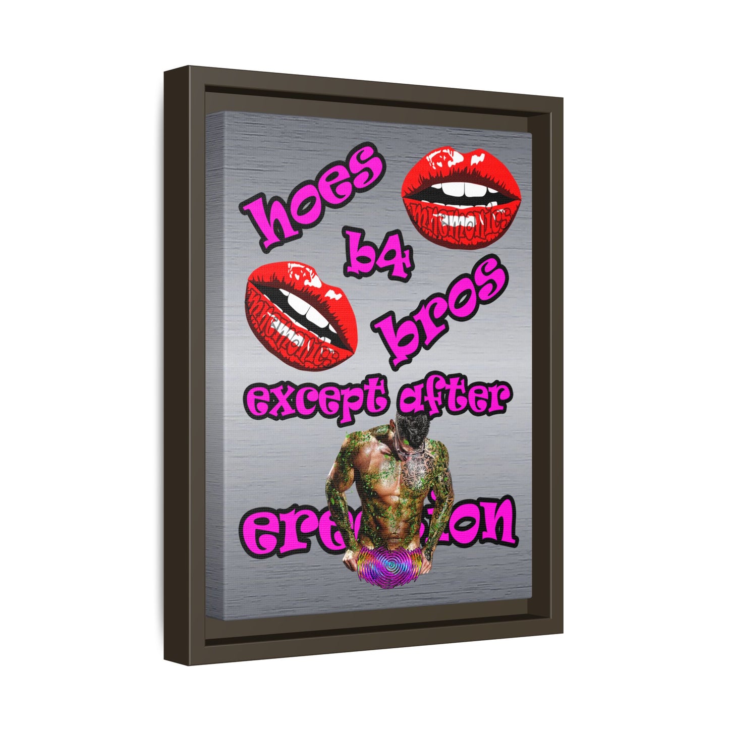 hoes b4 bros - framed canvas art (brushed nickel)