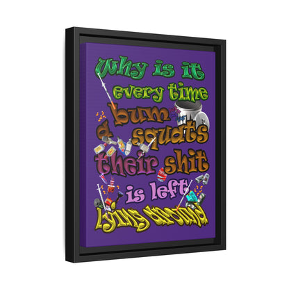 the bum's shit - framed canvas art (purple)