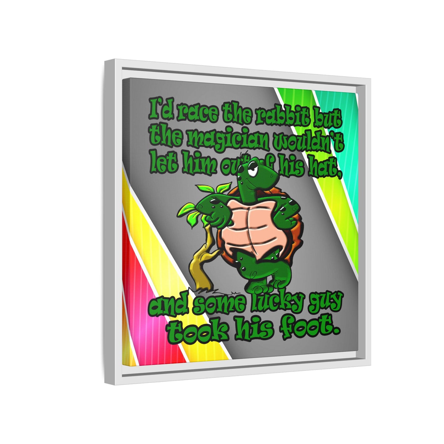 turtle race - framed canvas art (rainbow split)