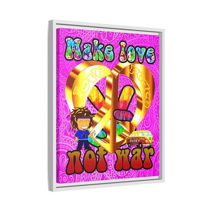 love peace - framed canvas art (pink swirl)