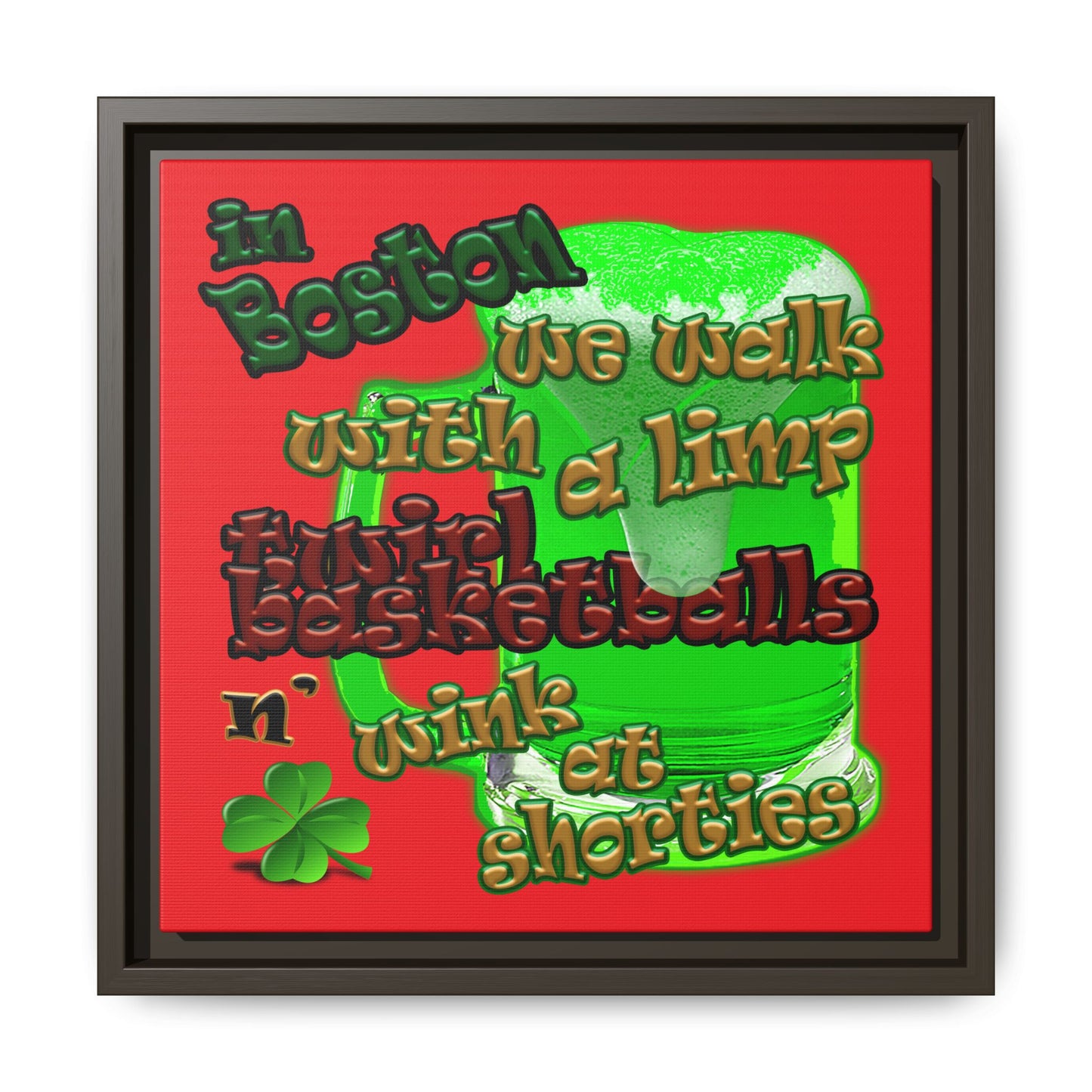 celtics logo - framed canvas art (red)