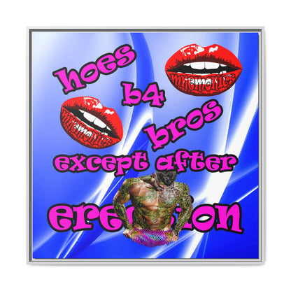 hoes b4 bros - framed canvas art (blue-white wave)