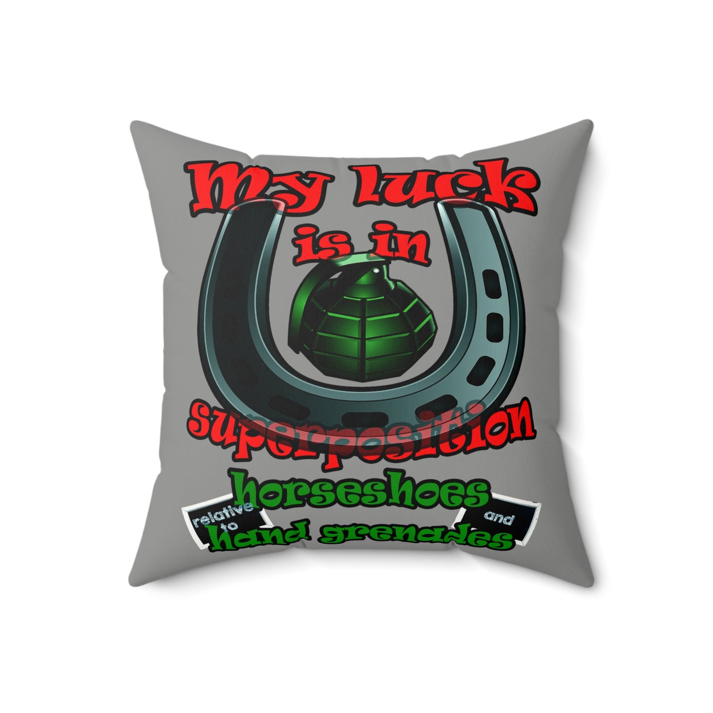 my luck - Faux Suede Square Pillow - (grey)