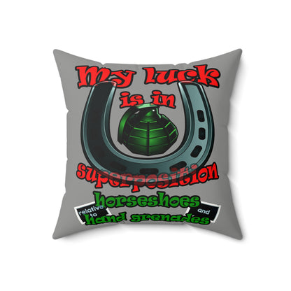 my luck - Faux Suede Square Pillow - (grey)