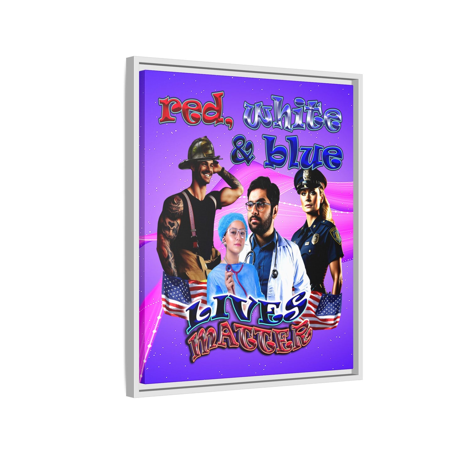 rw&b lives matter - framed canvas art (purple-pink wave)