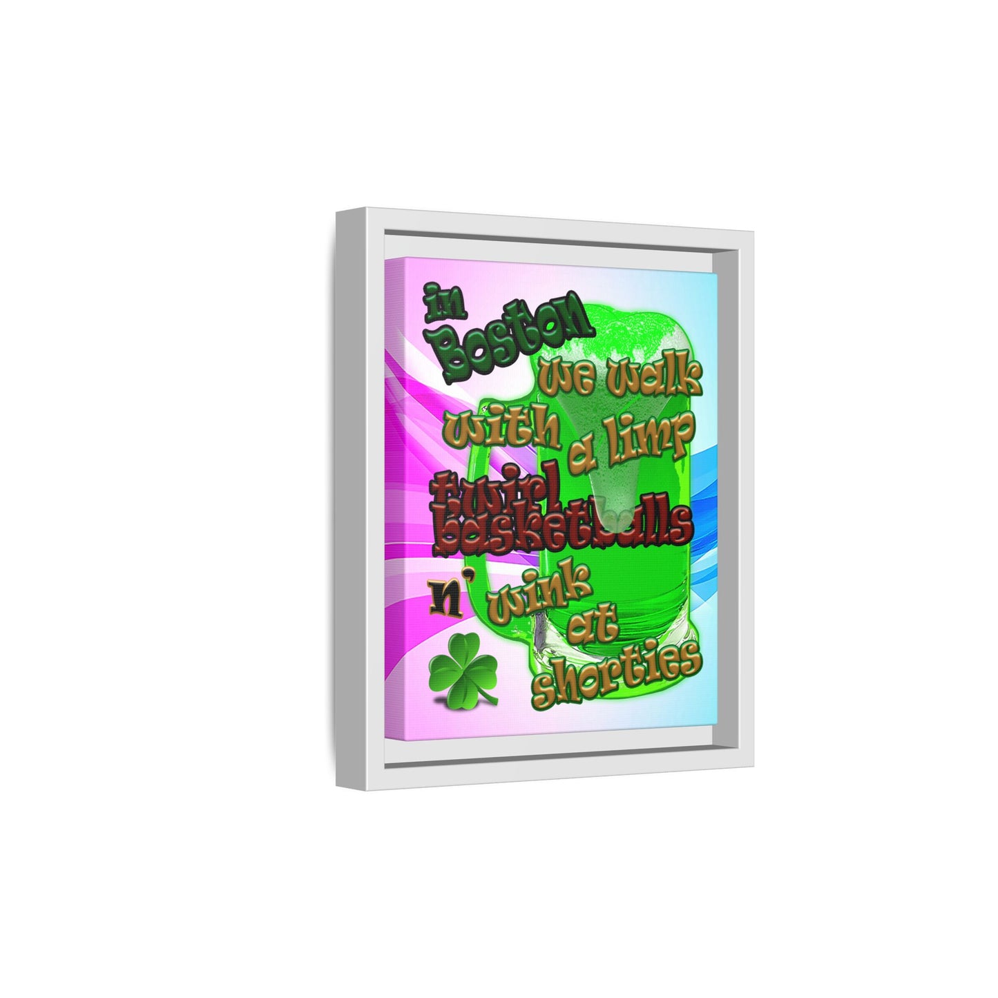 celtics logo - framed canvas art (light blue-pink wave)