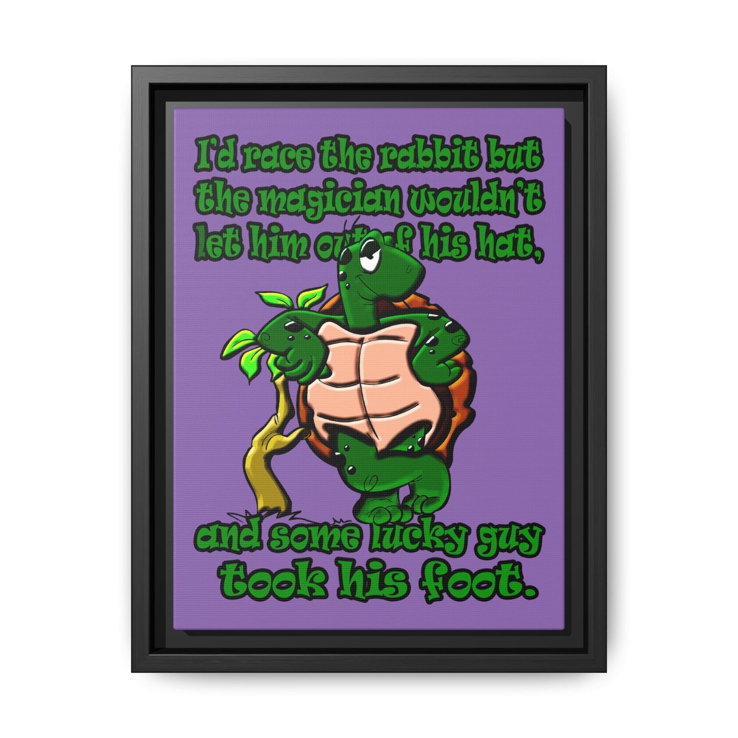 turtle race - framed canvas art (light purple)