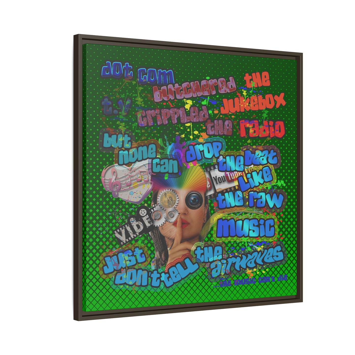 drop the beat - framed canvas art (logo green)