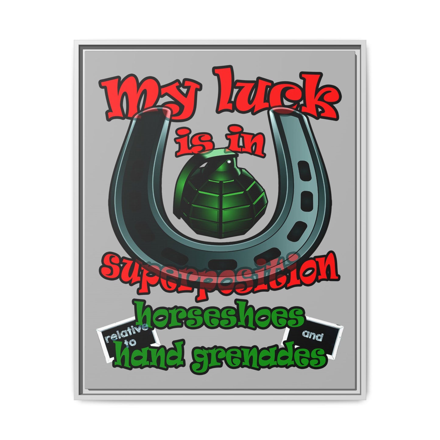 my luck - framed canvas art (light grey)