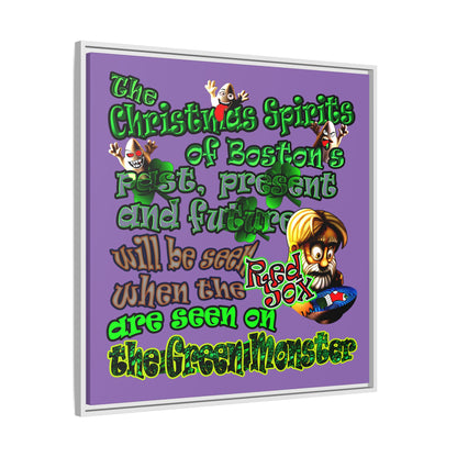christmas spirits of boston - framed canvas art (light purple)