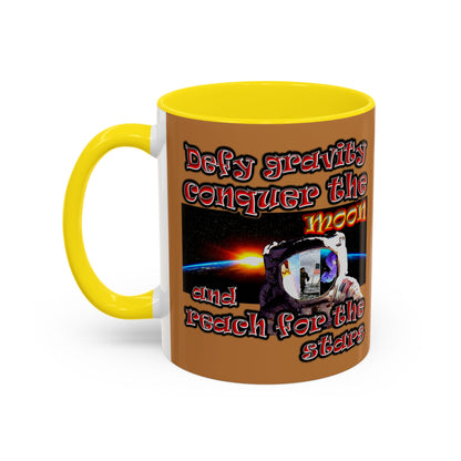 defy conquer reach - Accent Mug (light brown)