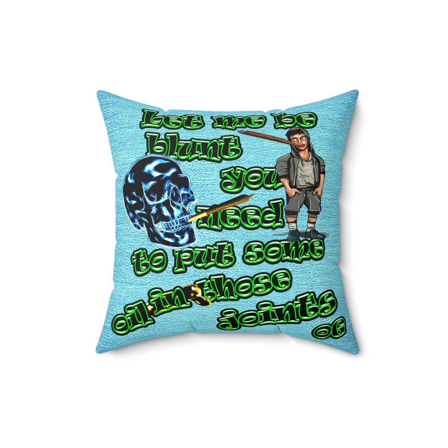 og - Faux Suede Square Pillow - (faded blue)