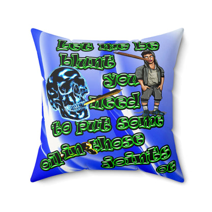 og - Faux Suede Square Pillow - (blue-white wave)
