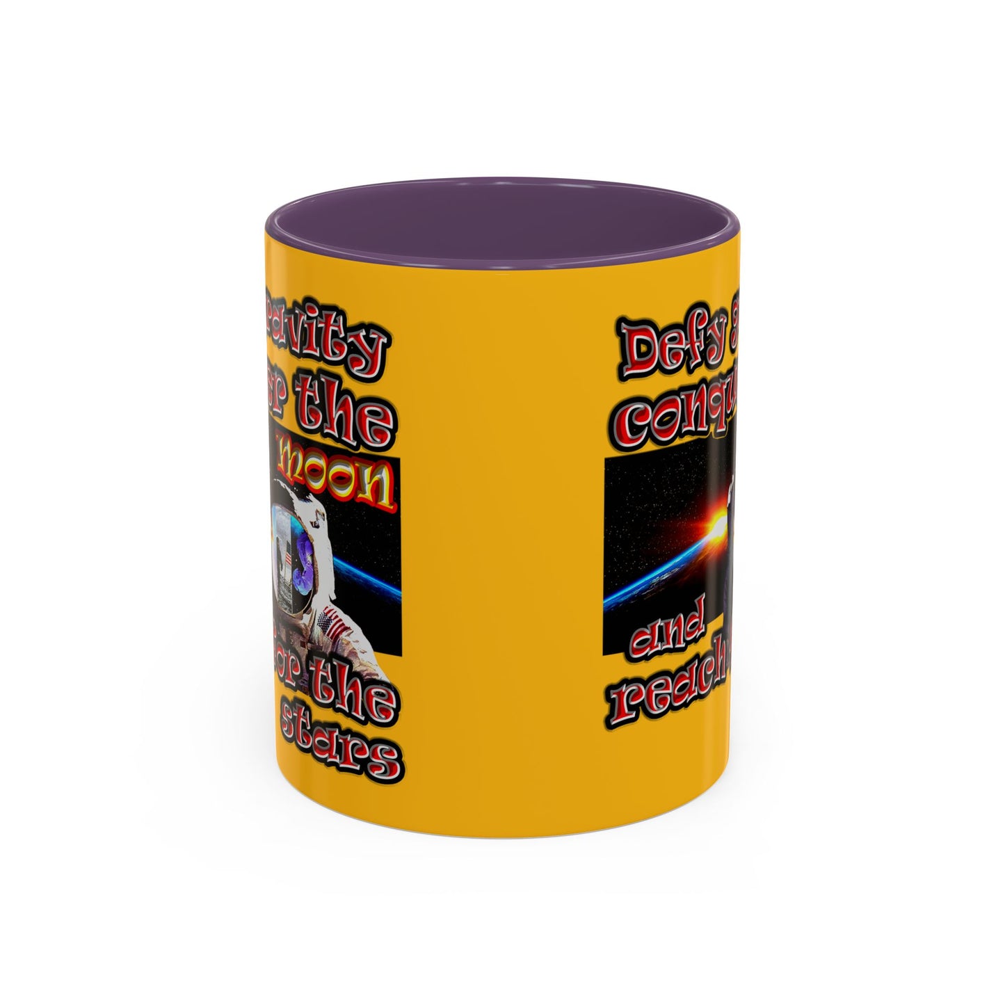 defy conquer reach - Accent Mug (yellow)