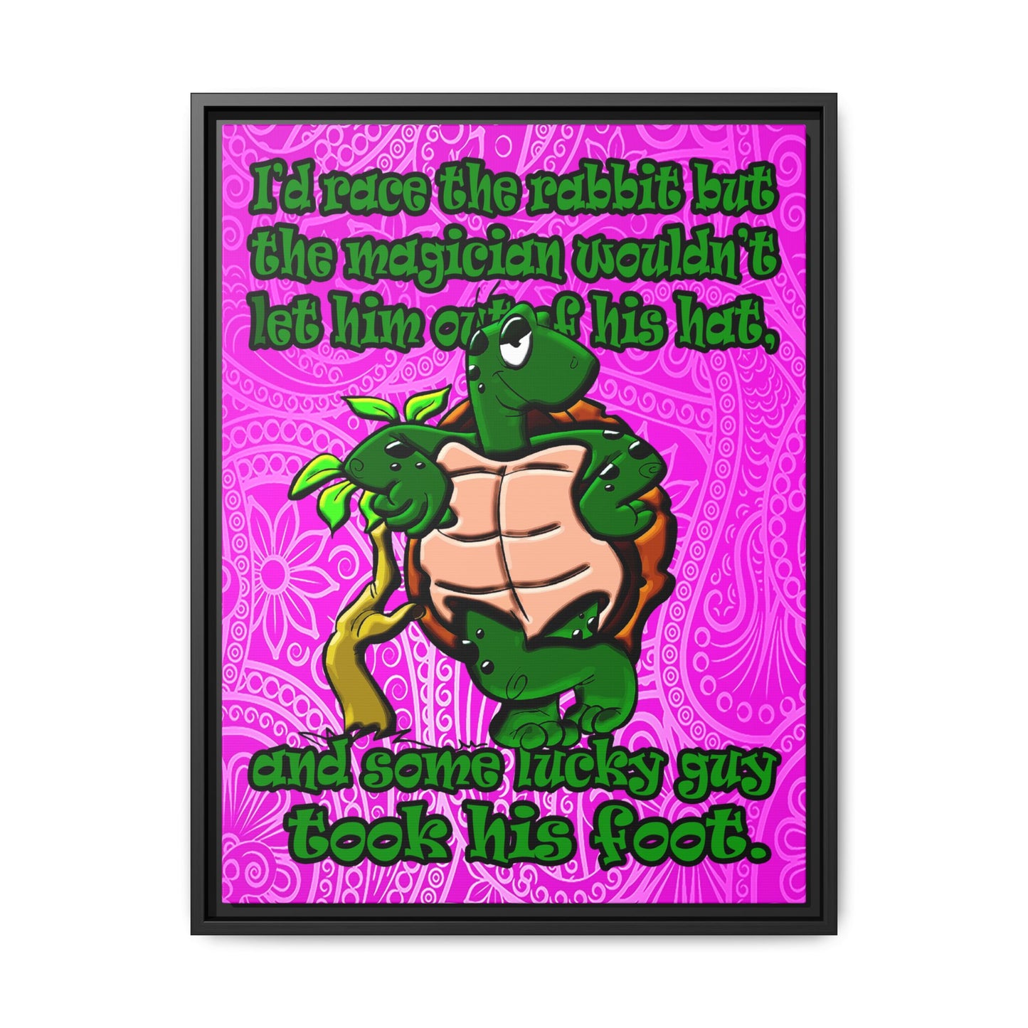 turtle race - framed canvas art (pink swirl)