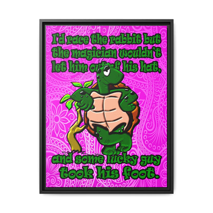 turtle race - framed canvas art (pink swirl)