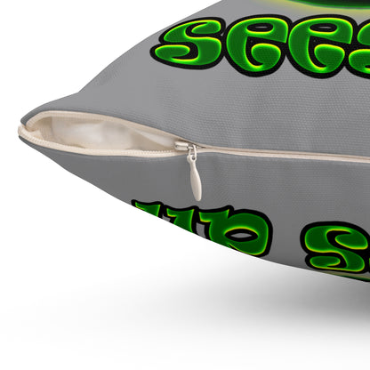 green monster - Spun Polyester Square Pillow - (grey)