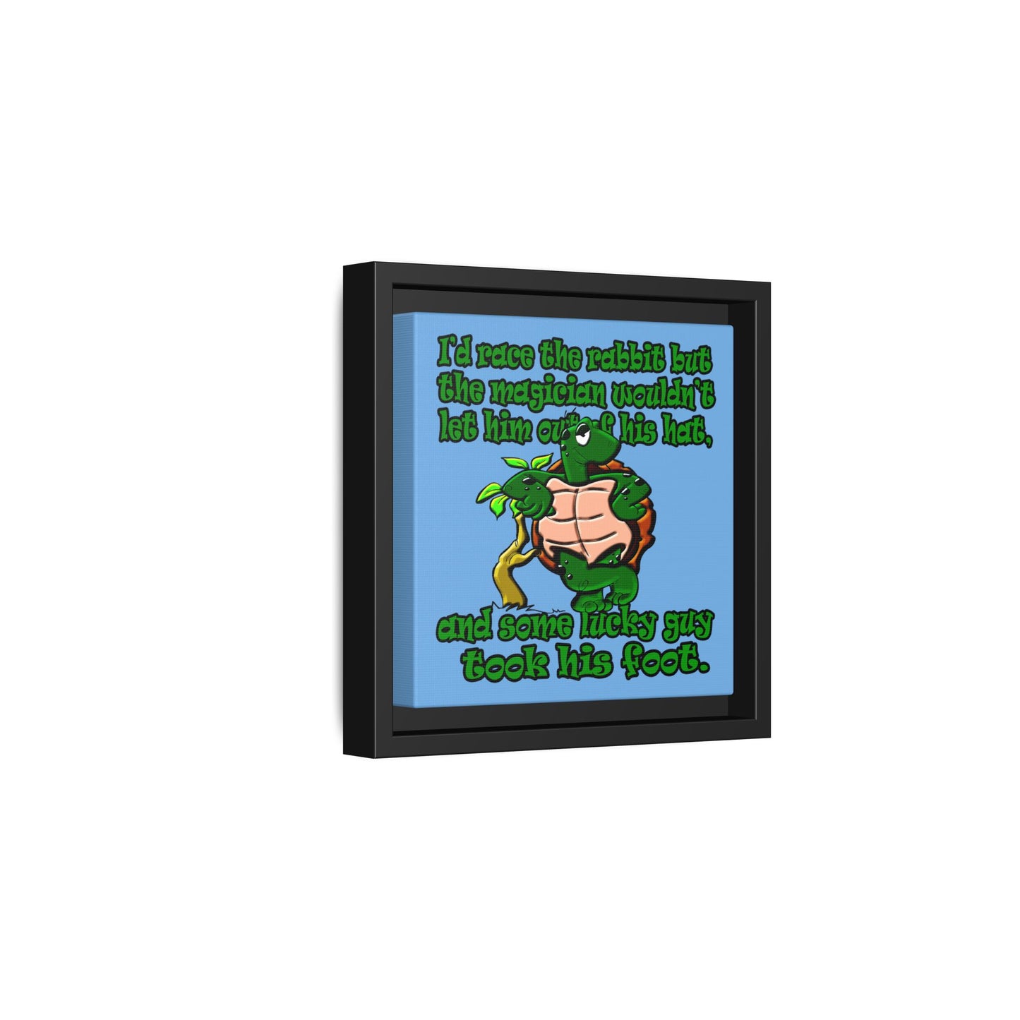 turtle race - framed canvas art (light blue)