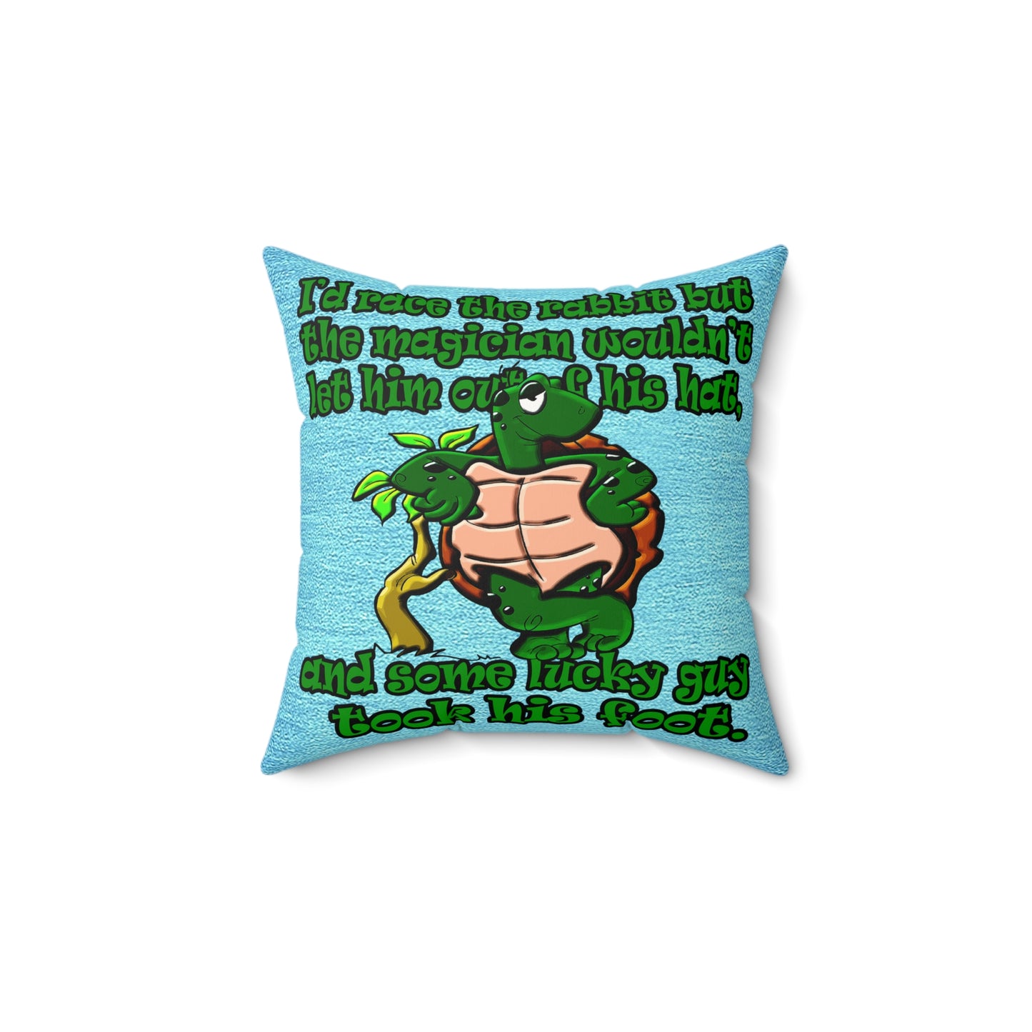 turtle race - Faux Suede Square Pillow - (faded dark blue)