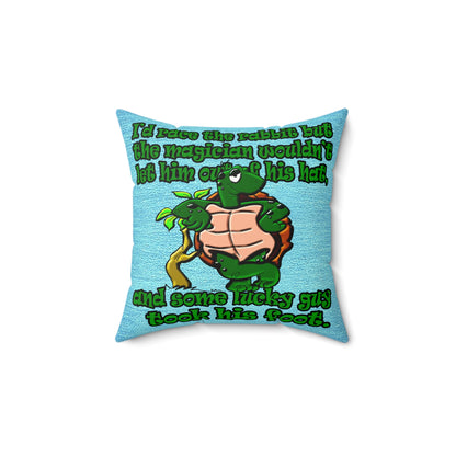 turtle race - Faux Suede Square Pillow - (faded dark blue)